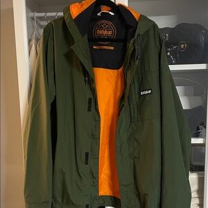 Think Two Men's Olive Raincoat with Orange Lining